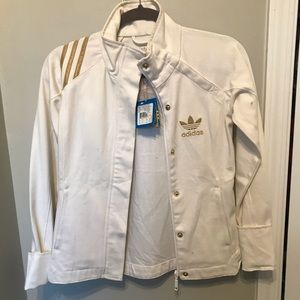 Adidas fencing sweater white with with gold size s